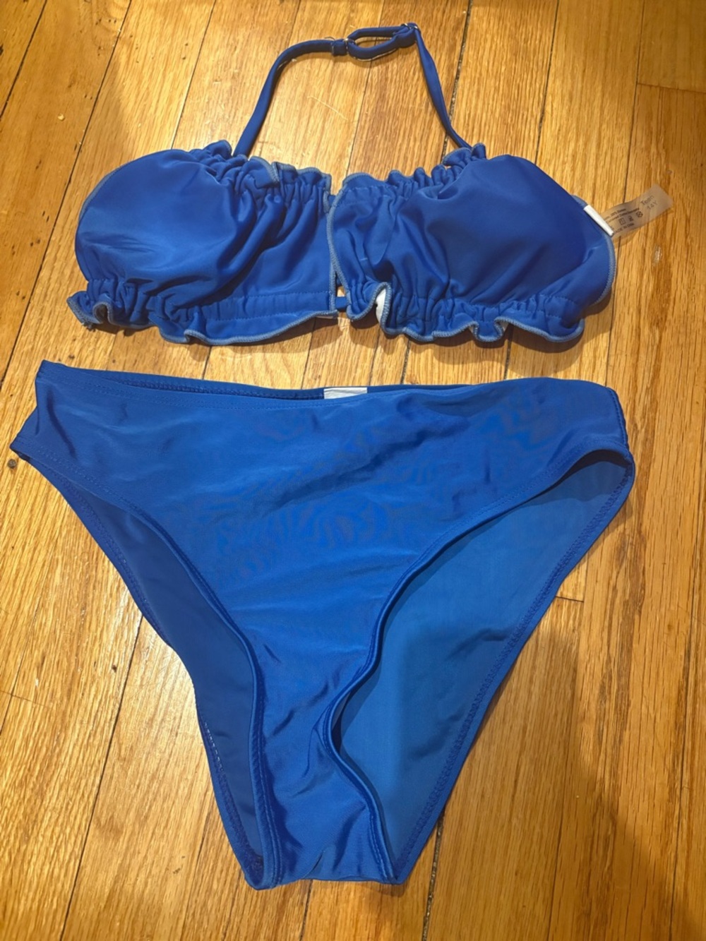 Girls Royal Blue Two-Piece Swim Set - Comfortable Ruching Bikini